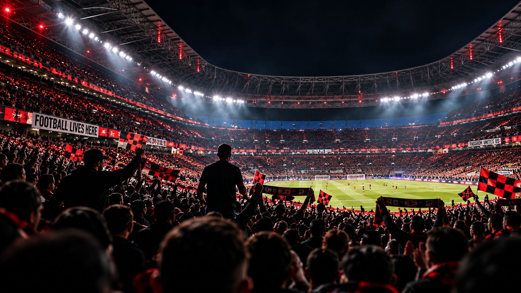 Football supporters inside a stadium